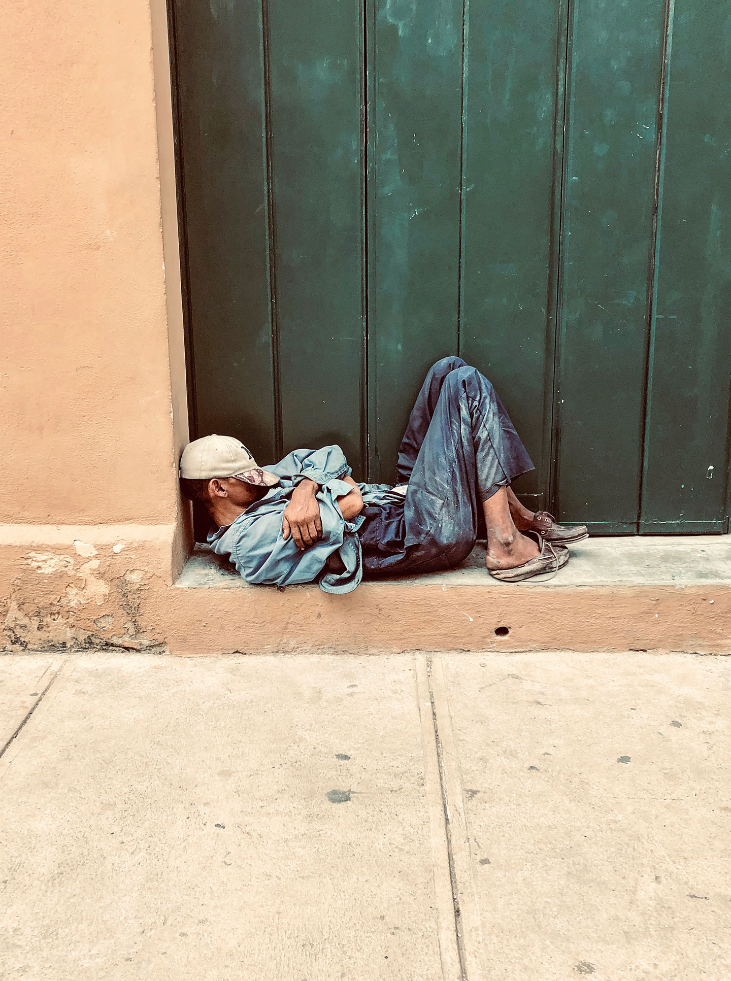 Homeless sleeping on the street in Havana, Cuba