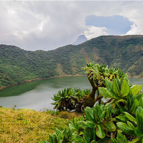 Lake on bisoke volcano