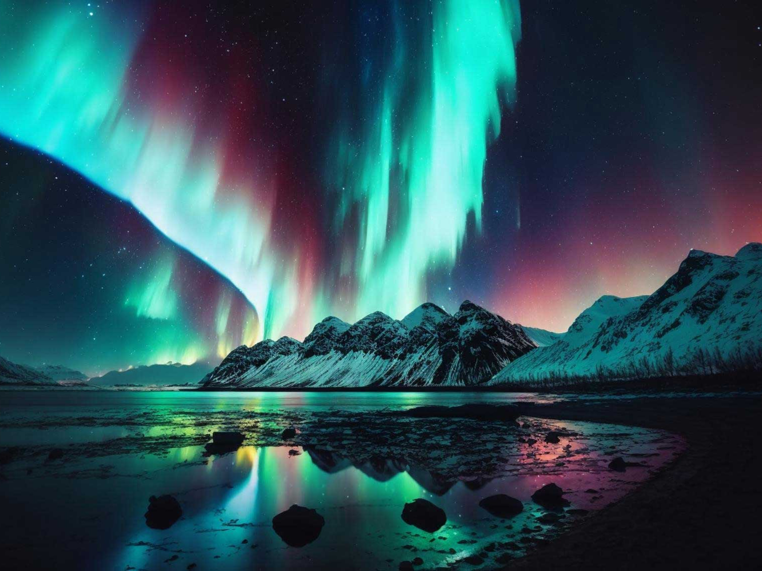 Dancing Auroras Across Snowy Fjords and Arctic Shorelines