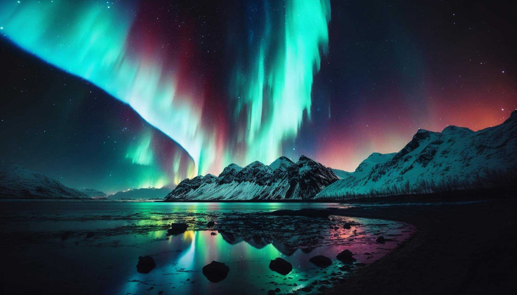 Dancing Auroras Across Snowy Fjords and Arctic Shorelines